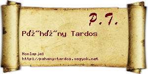 Páhány Tardos névjegykártya